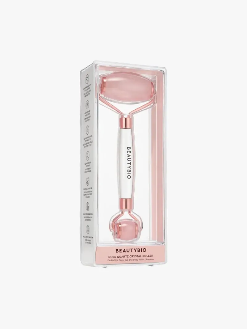BeautyBio Contouring + De-Puffing Rose Quartz Roller | MECCA Hot