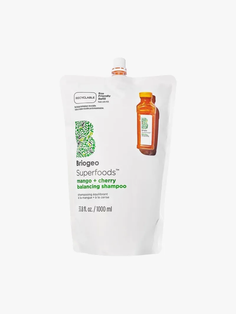 Briogeo Superfoods™ Mango + Cherry Oil Control & Balancing Shampoo 1L Refill | MECCA Online