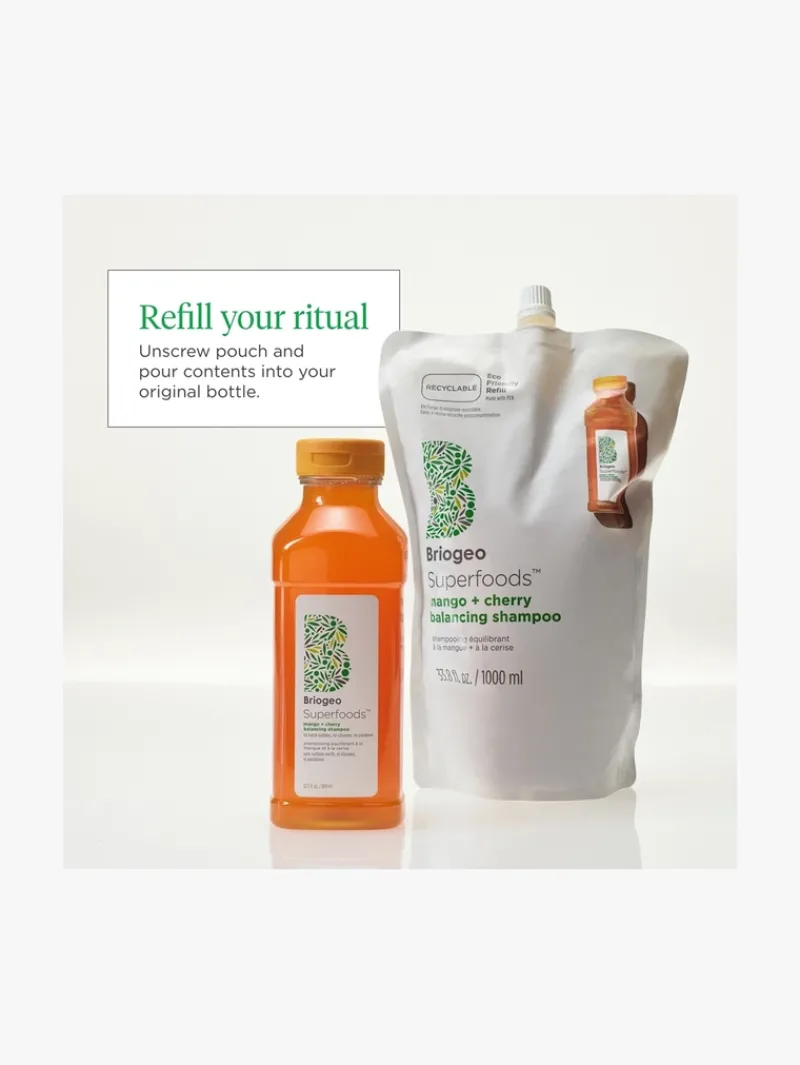 briogeo_superfoods_mango__2-1.webp Briogeo Superfoods™ Mango + Cherry Oil Control & Balancing Shampoo 1L Refill | MECCA Online