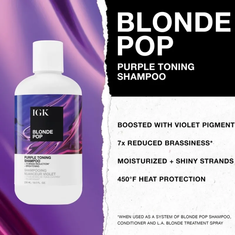 igk_blonde_pop_purple_ton_7.webp IGK BLONDE POP Purple Toning Shampoo - Retail litre - | MECCA Clearance
